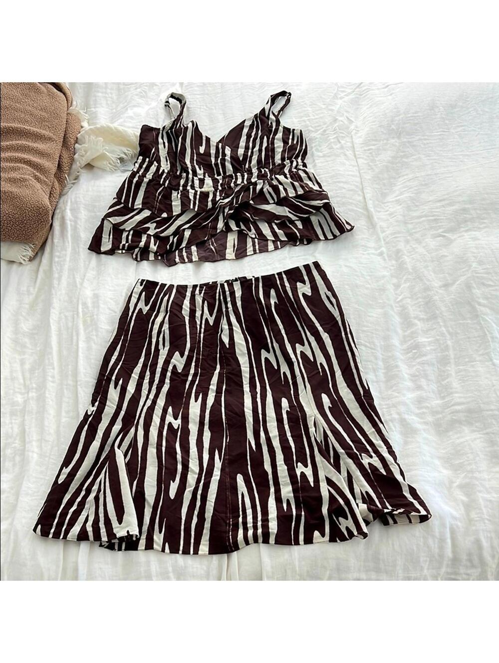 Vintage Y2K Think Tank 2 Piece Animal Print Set - Tank and Skirt 8/M